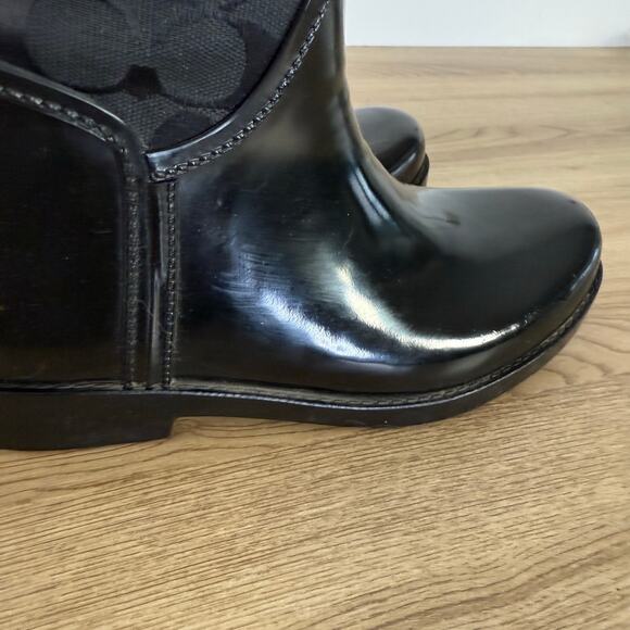 Coach Womens Black Logo To the Knee Tristee Rain Boot Size 7 - Picture 10 of 16